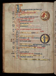 Ms 322 f.4v, Agosto, um homem cortando milho, ilustração do &39;De Brailes Psalter&39;, c.1250
